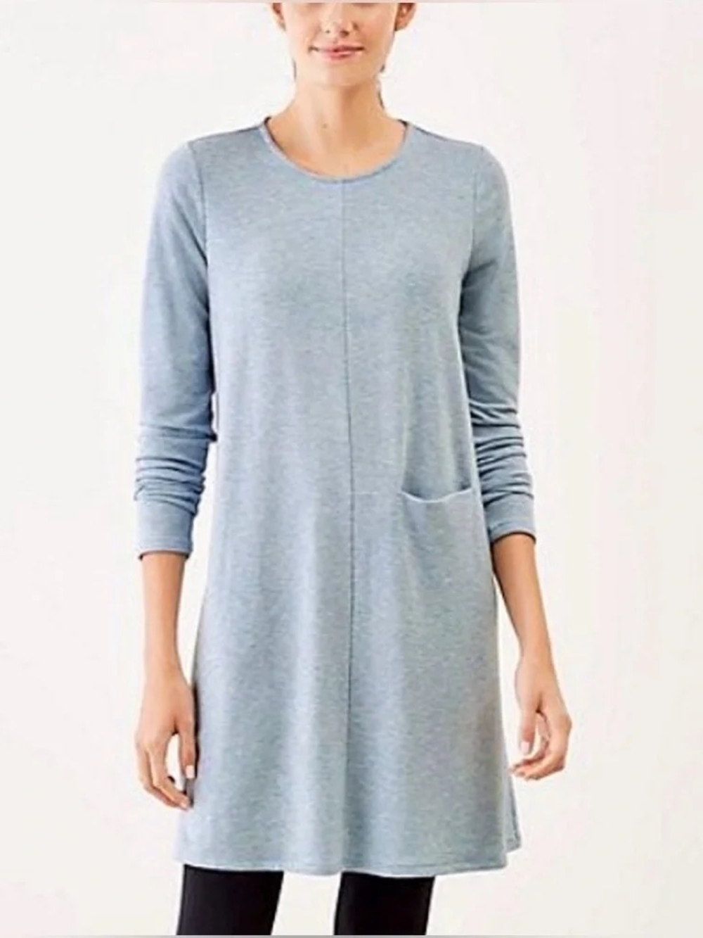 J. Jill Light Heather Blue Long Sleeve Pocket Dress
